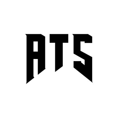 Teknoloji şirketi için ATS mektup logosu tasarımı. ATS logosu siyah ve beyaz renk kombinasyonu tasarladı. ATS logosu, ATS vektörü, ATS dizaynı, ATS simgesi, ATS alfabesi. ATS tipografi logosu tasarımı.