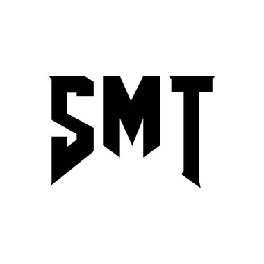 Teknoloji şirketi için SMT mektup logosu tasarımı. SMT logo tasarımı siyah ve beyaz renk kombinasyonu. SMT logosu, SMT vektörü, SMT tasarımı, SMT simgesi, SMT alfabesi. SMT tipografi logosu tasarımı