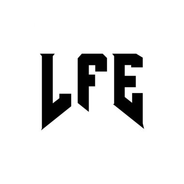 LFE letter logo design for technology company. LFE logo design black and white color combination. LFE logo, LFE vector, LFE design, LFE icon, LFE alphabet. LFE typography logo design clipart