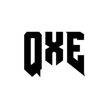 Teknoloji şirketi için QXE harf logosu tasarımı. QXE logo tasarımı siyah ve beyaz renk kombinasyonu. QXE logosu, QXE vektörü, QXE tasarımı, QXE simgesi, QXE alfabesi. QXE tipografi logosu tasarımı