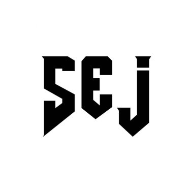 SEJ teknoloji şirketi için logo tasarımı. SEJ logo tasarımı siyah-beyaz renk kombinasyonu. SEJ logosu, SEJ vektörü, SEJ tasarımı, SEJ simgesi, SEJ alfabesi. SEJ tipografi logosu tasarımı