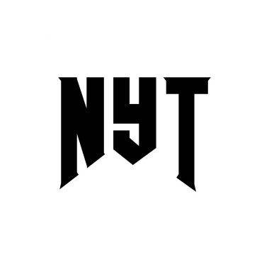 Teknoloji şirketi için NYT mektup logosu tasarımı. NYT logosu siyah-beyaz renk kombinasyonu tasarladı. NYT logosu, NYT vektörü, NYT tasarımı, NYT simgesi, NYT alfabesi. NYT tipografi logosu tasarımı