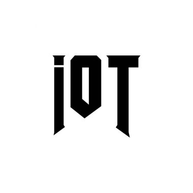 Teknoloji şirketi için IOT harf logosu tasarımı. IOT logosu siyah ve beyaz renk kombinasyonu tasarladı. IOT logosu, IOT vektörü, IOT tasarımı, IOT simgesi, IOT alfabesi. IOT tipografi logosu tasarımı