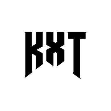 Teknoloji şirketi için KXT harf logosu tasarımı. KXT logo tasarımı siyah ve beyaz renk kombinasyonu. KXT logosu, KXT vektörü, KXT tasarımı, KXT simgesi, KXT alfabesi. KXT tipografi logosu tasarımı