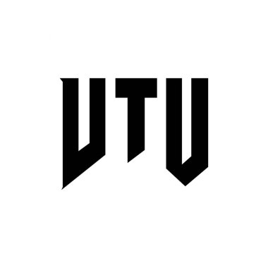 Teknoloji şirketi için VTU mektup logosu tasarımı. VTU logo tasarımı siyah-beyaz renk kombinasyonu. VTU logosu, VTU vektörü, VTU tasarımı, VTU simgesi, VTU alfabesi. VTU tipografi logosu tasarımı