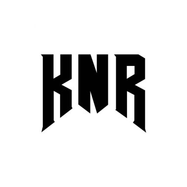 Teknoloji şirketi için KNR harf logosu tasarımı. KNR logo tasarımı siyah ve beyaz renk kombinasyonu. KNR logosu, KNR vektörü, KNR tasarımı, KNR simgesi, KNR alfabesi. KNR tipografi logosu tasarımı