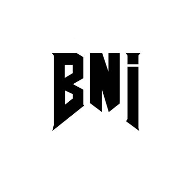 Teknoloji şirketi için BNI harf logosu tasarımı. BNI logo tasarımı siyah ve beyaz renk kombinasyonu. BNI logosu, BNI vektörü, BNI tasarımı, BNI simgesi, BNI alfabesi. BNI tipografi logosu tasarımı.