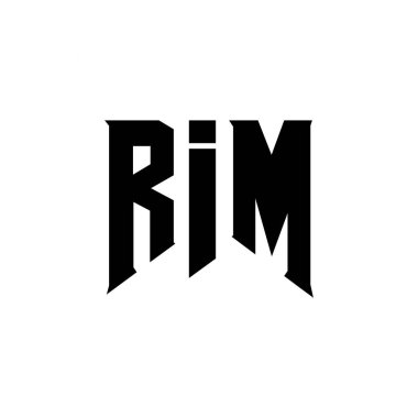 Teknoloji şirketi için RIM mektup logosu tasarımı. RIM logo tasarımı siyah ve beyaz renk kombinasyonu. RIM logosu, RIM vektörü, RIM tasarımı, RIM simgesi, RIM alfabesi. RIM tipografi logosu tasarımı