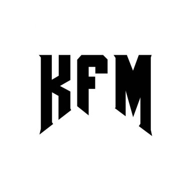 Teknoloji şirketi için KFM mektup logosu tasarımı. KFM logo tasarımı siyah ve beyaz renk kombinasyonu. KFM logosu, KFM vektörü, KFM tasarımı, KFM simgesi, KFM alfabesi. KFM tipografi logosu tasarımı