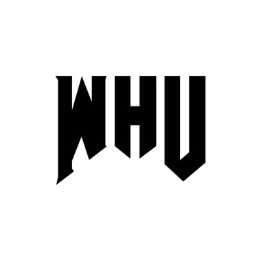 WHU teknoloji şirketi için mektup logosu tasarımı. WHU logo tasarımı siyah ve beyaz renk kombinasyonu. WHU logosu, WHU vektörü, WHU tasarımı, WHU simgesi, WHU alfabesi. WHU tipografi logosu tasarımı