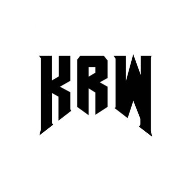 Teknoloji şirketi için KRW harf logosu tasarımı. KRW logo tasarımı siyah ve beyaz renk kombinasyonu. KRW logosu, KRW vektörü, KRW tasarımı, KRW simgesi, KRW alfabesi. KRW tipografi logo tasarımı