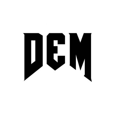 Teknoloji şirketi için DEM mektup logosu tasarımı. DEM logosu siyah ve beyaz renk kombinasyonu tasarladı. DEM logosu, DEM vektörü, DEM tasarımı, DEM simgesi, DEM alfabesi. DEM tipografi logosu tasarımı