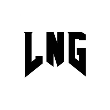 Teknoloji şirketi için LNG harf logosu tasarımı. LNG logo tasarımı siyah ve beyaz renk kombinasyonu. LNG logosu, LNG vektörü, LNG tasarımı, LNG simgesi, LNG alfabesi. LNG tipografi logo tasarımı