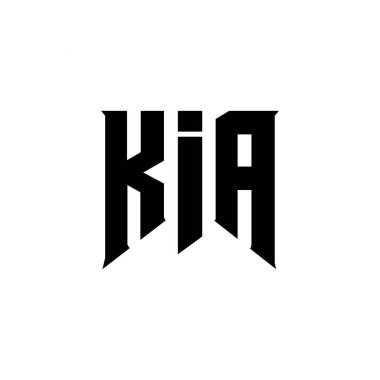Teknoloji şirketi için KIA mektup logosu tasarımı. KIA logo tasarımı siyah-beyaz renk kombinasyonu. KIA logosu, KIA vektörü, KIA dizaynı, KIA simgesi, KIA alfabesi. KIA tipografi logosu tasarımı