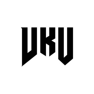 Teknoloji şirketi için VKU mektup logosu tasarımı. VKU logo tasarımı siyah-beyaz renk kombinasyonu. VKU logosu, VKU vektörü, VKU tasarımı, VKU simgesi, VKU alfabesi. VKU tipografi logosu tasarımı