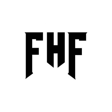 Teknoloji şirketi için FHF mektup logosu tasarımı. FHF logo tasarımı siyah ve beyaz renk kombinasyonu. FHF logosu, FHF vektörü, FHF tasarımı, FHF simgesi, FHF alfabesi. FHF tipografi logosu tasarımı