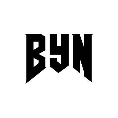 Teknoloji şirketi için BYN harf logosu tasarımı. BYN logo tasarımı siyah ve beyaz renk kombinasyonu. BYN logosu, BYN vektörü, BYN tasarımı, BYN simgesi, BYN alfabesi. BYN tipografi logosu tasarımı.