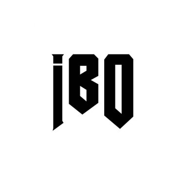 Teknoloji şirketi için IBO harf logosu tasarımı. IBO logo tasarımı siyah ve beyaz renk kombinasyonu. IBO logosu, IBO vektörü, IBO tasarımı, IBO simgesi, IBO alfabesi. IBO tipografi logosu tasarımı