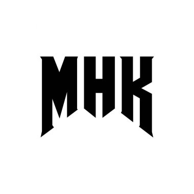 Teknoloji şirketi için MHK mektup logosu tasarımı. MHK logo tasarımı siyah ve beyaz renk kombinasyonu. MHK logosu, MHK vektörü, MHK tasarımı, MHK simgesi, MHK alfabesi. MHK tipografi logosu tasarımı