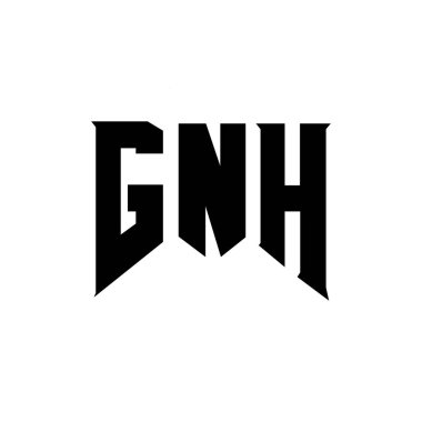 Teknoloji şirketi için GNH harf logosu tasarımı. GNH logo tasarımı siyah ve beyaz renk kombinasyonu. GNH logosu, GNH vektörü, GNH tasarımı, GNH simgesi, GNH alfabesi. GNH tipografi logo tasarımı