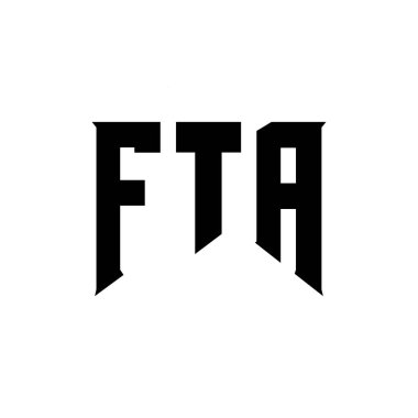 Teknoloji şirketi için FTA mektup logosu tasarımı. FTA logo tasarımı siyah-beyaz renk kombinasyonu. FTA logosu, FTA vektörü, FTA tasarımı, FTA simgesi, FTA alfabesi. FTA tipografi logosu tasarımı