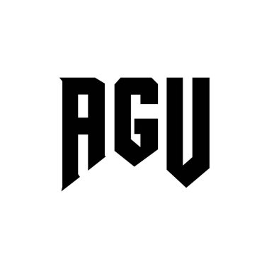 Teknoloji şirketi için AGU mektup logosu tasarımı. AGU logo tasarımı siyah-beyaz renk kombinasyonu. AGU logosu, AGU vektörü, AGU tasarımı, AGU simgesi, AGU alfabesi. AGU tipografi logosu tasarımı.