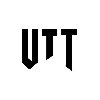 Teknoloji şirketi için UTT harf logosu tasarımı. UTT logosu siyah-beyaz renk kombinasyonu tasarladı. UTT logosu, UTT vektörü, UTT tasarımı, UTT simgesi, UTT alfabesi. UTT tipografi logosu tasarımı
