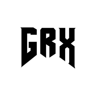 GRX letter logo design for technology company. GRX logo design black and white color combination. GRX logo, GRX vector, GRX design, GRX icon, GRX alphabet. GRX typography logo design clipart