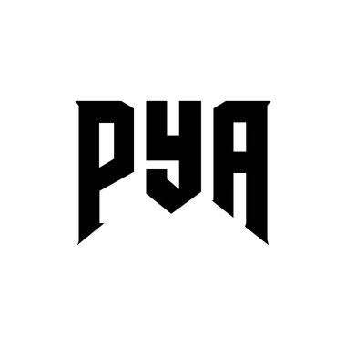 PYA letter logo design for technology company. PYA logo design black and white color combination. PYA logo, PYA vector, PYA design, PYA icon, PYA alphabet. PYA typography logo design clipart