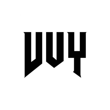 Teknoloji şirketi için VUY harf logosu tasarımı. VUY logo tasarımı siyah ve beyaz renk kombinasyonu. VUY logosu, VUY vektörü, VUY tasarımı, VUY simgesi, VUY alfabesi. VUY tipografi logosu tasarımı