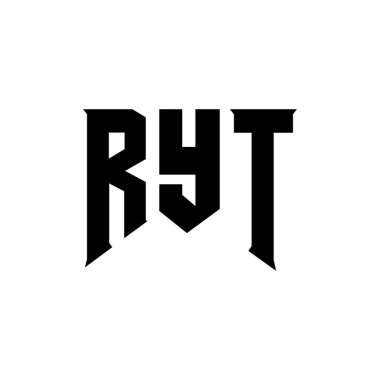Teknoloji şirketi için RYT harf logosu tasarımı. RYT logo tasarımı siyah ve beyaz renk kombinasyonu. RYT logosu, RYT vektörü, RYT tasarımı, RYT simgesi, RYT alfabesi. RYT tipografi logosu tasarımı