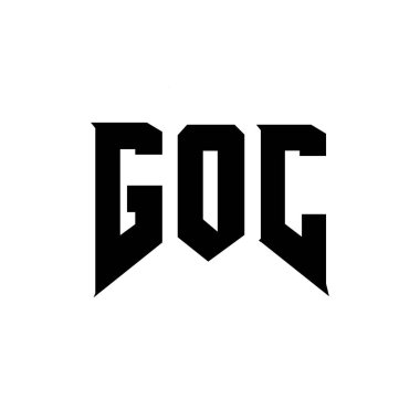 Teknoloji şirketi için GOC harf logosu tasarımı. GOC logo tasarımı siyah ve beyaz renk kombinasyonu. GOC logosu, GOC vektörü, GOC tasarımı, GOC simgesi, GOC alfabesi. GOC tipografi logo tasarımı