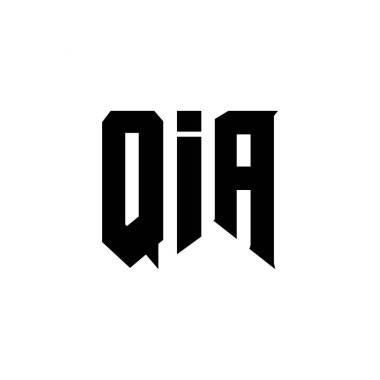 QIA letter logo design for technology company. QIA logo design black and white color combination. QIA logo, QIA vector, QIA design, QIA icon, QIA alphabet. QIA typography logo design clipart