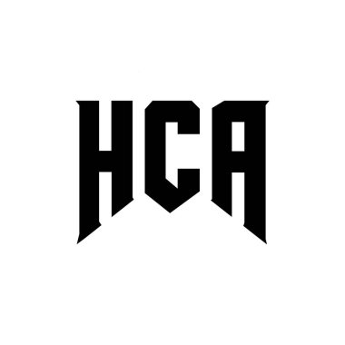 HCA letter logo design for technology company. HCA logo design black and white color combination. HCA logo, HCA vector, HCA design, HCA icon, HCA alphabet. HCA typography logo design clipart