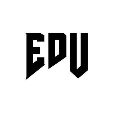 Teknoloji şirketi için EDU mektup logosu tasarımı. EDU logo tasarımı siyah-beyaz renk kombinasyonu. EDU logosu, EDU vektörü, EDU tasarımı, EDU simgesi, EDU alfabesi. EDU tipografi logosu tasarımı
