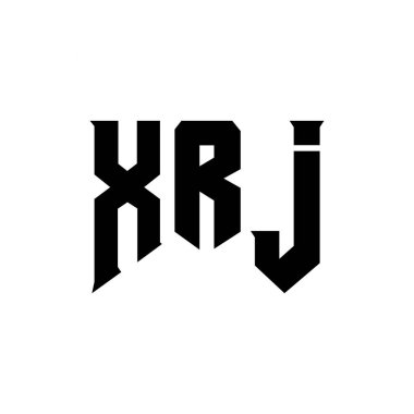 Teknoloji şirketi için XRJ harf logosu tasarımı. XRJ logo tasarımı siyah ve beyaz renk kombinasyonu. XRJ logosu, XRJ vektörü, XRJ tasarımı, XRJ simgesi, XRJ alfabesi. XRJ tipografi logo tasarımı