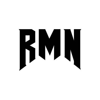 Teknoloji şirketi için RMN harf logosu tasarımı. RMN logo tasarımı siyah ve beyaz renk kombinasyonu. RMN logosu, RMN vektörü, RMN tasarımı, RMN simgesi, RMN alfabesi. RMN tipografi logosu tasarımı