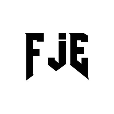 FJE letter logo design for technology company. FJE logo design black and white color combination. FJE logo, FJE vector, FJE design, FJE icon, FJE alphabet. FJE typography logo design clipart