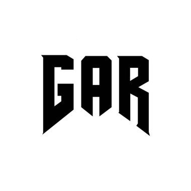 Teknoloji şirketi için GAR harf logosu tasarımı. GAR logo tasarımı siyah ve beyaz renk kombinasyonu. GAR logosu, GAR vektörü, GAR tasarımı, GAR simgesi, GAR alfabesi. GAR tipografi logosu tasarımı
