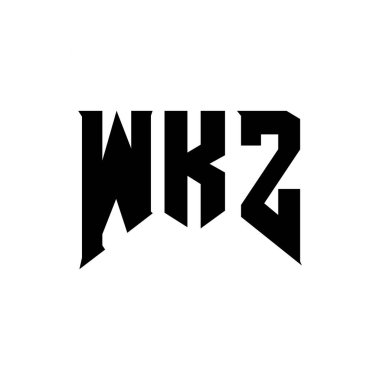 WKZ teknoloji şirketi için harf logosu tasarımı. WKZ logo tasarımı siyah ve beyaz renk kombinasyonu. WKZ logosu, WKZ vektörü, WKZ tasarımı, WKZ simgesi, WKZ alfabesi. WKZ tipografi logosu tasarımı