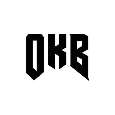 Teknoloji şirketi için OKB harf logosu tasarımı. OKB logo tasarımı siyah ve beyaz renk kombinasyonu. OKB logosu, OKB vektörü, OKB tasarımı, OKB simgesi, OKB alfabesi. OKB tipografi logosu tasarımı