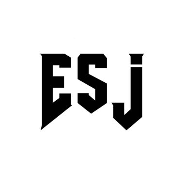 Teknoloji şirketi için ESJ mektup logosu tasarımı. ESJ logo tasarımı siyah ve beyaz renk kombinasyonu. ESJ logosu, ESJ vektörü, ESJ tasarımı, ESJ simgesi, ESJ alfabesi. ESJ tipografi logosu tasarımı