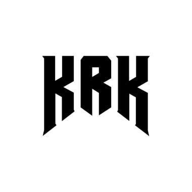 Teknoloji şirketi için KRK mektup logosu tasarımı. KRK logo tasarımı siyah ve beyaz renk kombinasyonu. KRK logosu, KRK vektörü, KRK tasarımı, KRK simgesi, KRK alfabesi. KRK tipografi logosu tasarımı