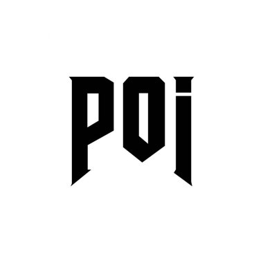 POI letter logo design for technology company. POI logo design black and white color combination. POI logo, POI vector, POI design, POI icon, POI alphabet. POI typography logo design clipart