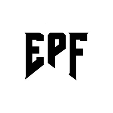 Teknoloji şirketi için EPF mektup logosu tasarımı. EPF logo tasarımı siyah ve beyaz renk kombinasyonu. EPF logosu, EPF vektörü, EPF tasarımı, EPF simgesi, EPF alfabesi. EPF tipografi logosu tasarımı