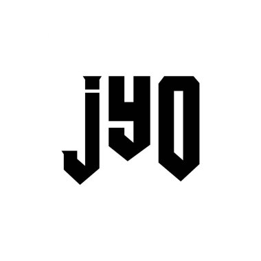 JYO letter logo design for technology company. JYO logo design black and white color combination. JYO logo, JYO vector, JYO design, JYO icon, JYO alphabet. JYO typography logo design clipart