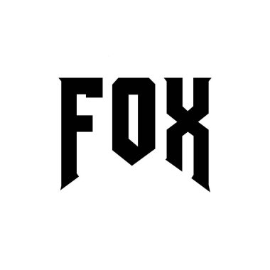 FOX letter logo design for technology company. FOX logo design black and white color combination. FOX logo, FOX vector, FOX design, FOX icon, FOX alphabet. FOX typography logo design clipart