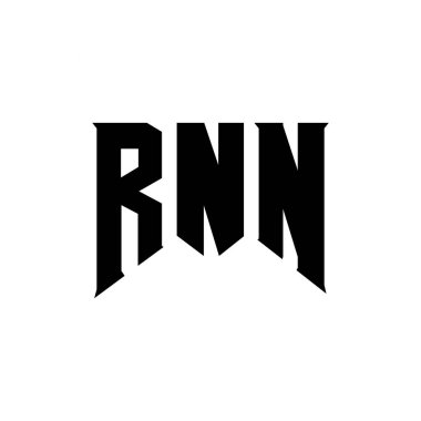 Teknoloji şirketi için RNN harf logosu tasarımı. RNN logo tasarımı siyah ve beyaz renk kombinasyonu. RNN logosu, RNN vektörü, RNN tasarımı, RNN simgesi, RNN alfabesi. RNN tipografi logosu tasarımı