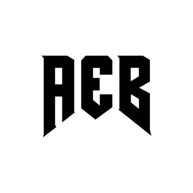 Teknoloji şirketi için AEB harf logosu tasarımı. AEB logo tasarımı siyah ve beyaz renk kombinasyonu. AEB logosu, AEB vektörü, AEB tasarımı, AEB simgesi, AEB alfabesi. AEB tipografi logosu tasarımı.