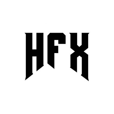 Teknoloji şirketi için HFX harf logosu tasarımı. HFX logo tasarımı siyah ve beyaz renk kombinasyonu. HFX logosu, HFX vektörü, HFX tasarımı, HFX simgesi, HFX alfabesi. HFX tipografi logosu tasarımı
